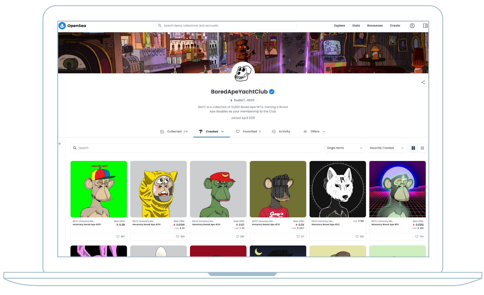 OpenSeaのコレクションページ